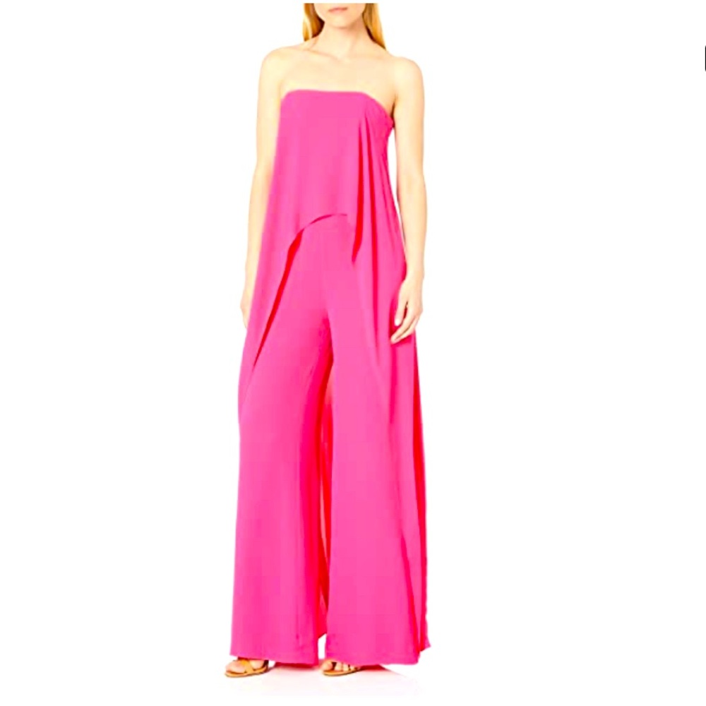 Halston size 6 bright pink strapless jumpsuit - never worn!